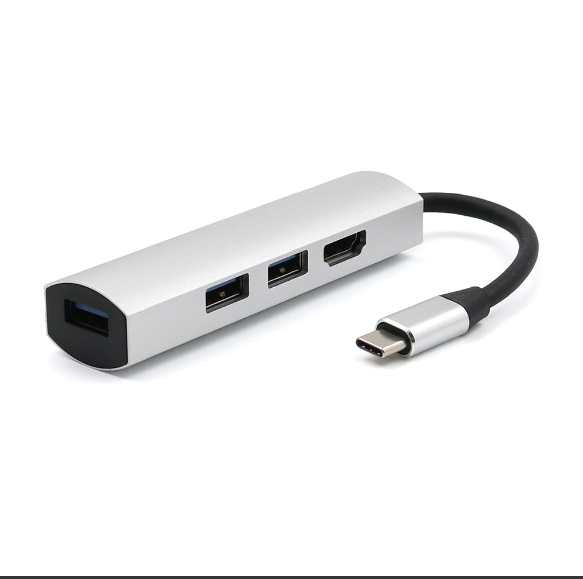 USB-C naar USB Splitter & HDMI Adapter USB Hub 3.0 - 4 Poorten - 4K- USB-C aansluiting - Aluminium - Zilver