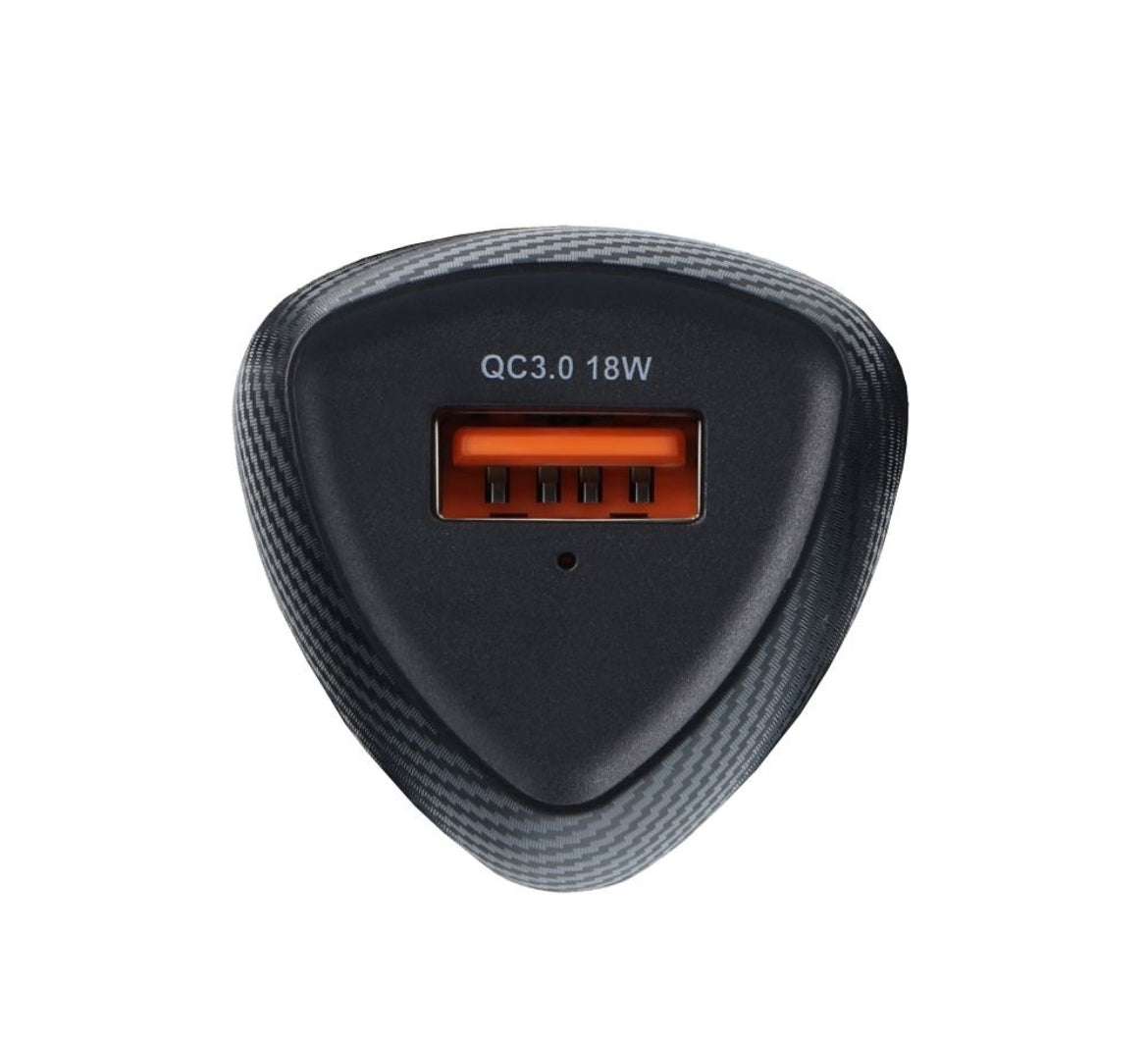 Luxe Carbon Autolader - 1x USB Poort - Zwart