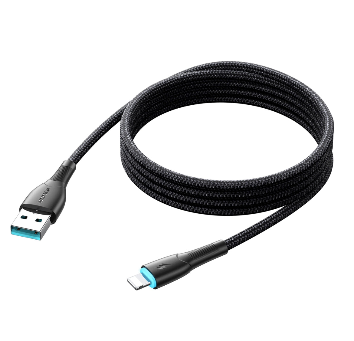 USB-A naar Lightning kabel - Nylon - 3A Snellader - 1 Meter - Zwart