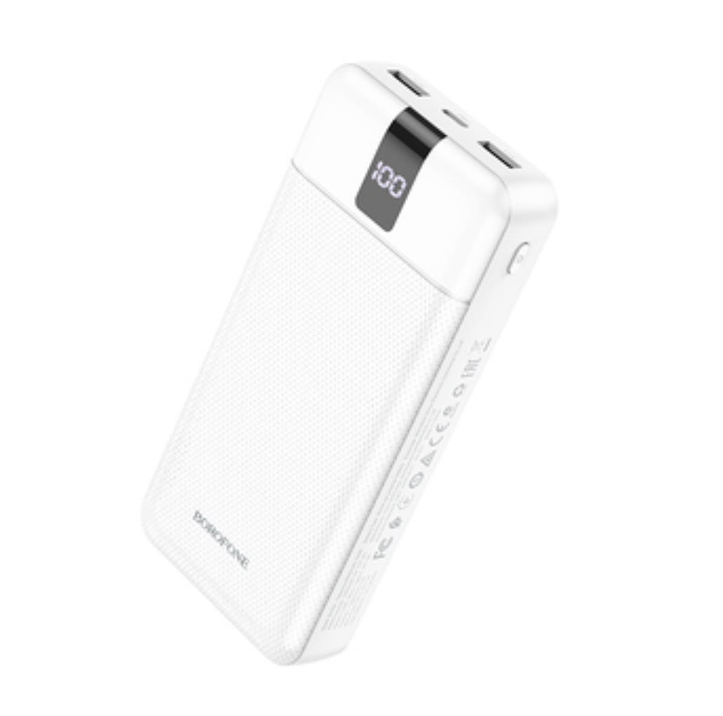 Powerbank 20000 mAH - 2x USB - Met 3 (Micro USB, Type C, Lightning) kabels - Met LED Display - Wit