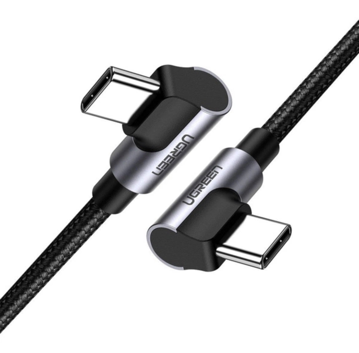 USB-C naar USB-C - 1.0 Meter - Haakse Kabel - 90 Graden - Oplader - Grijs