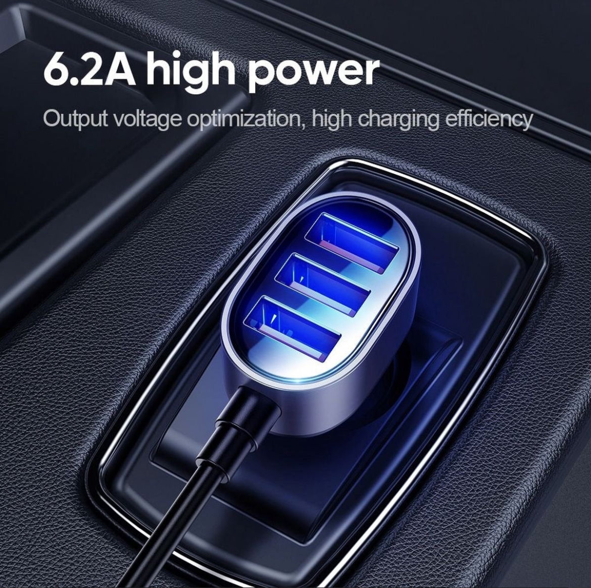 Autolader met 5 USB poorten - Snellader - USB-A - 1.5 Meter - Zwart