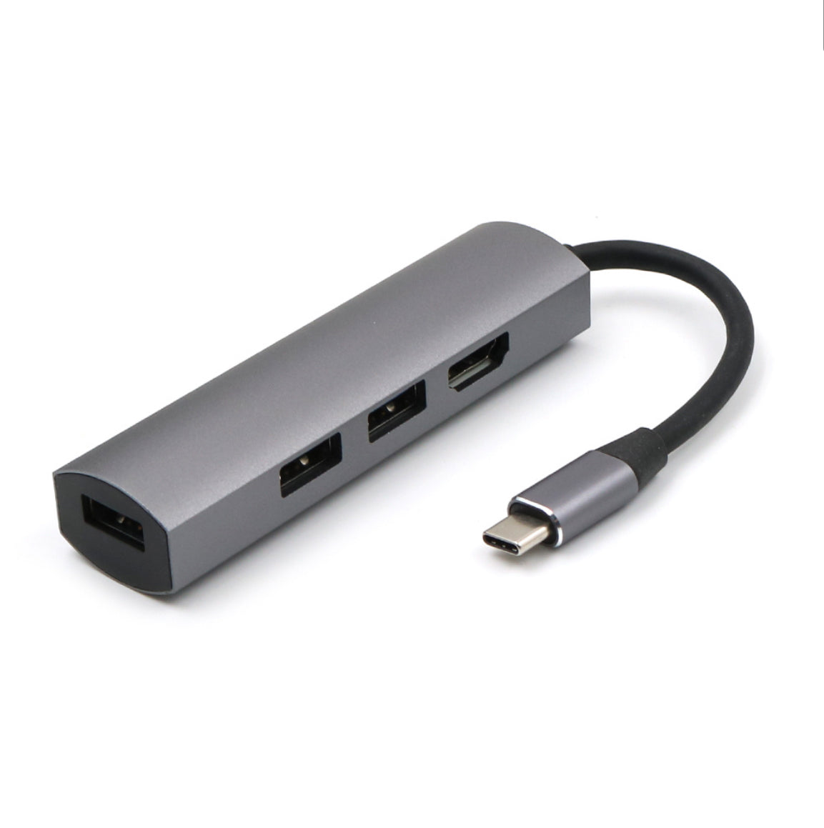 USB-C naar USB Splitter & HDMI Adapter USB Hub 3.0 - 4 Poorten - 4K- USB-C aansluiting - Aluminium - Zilver