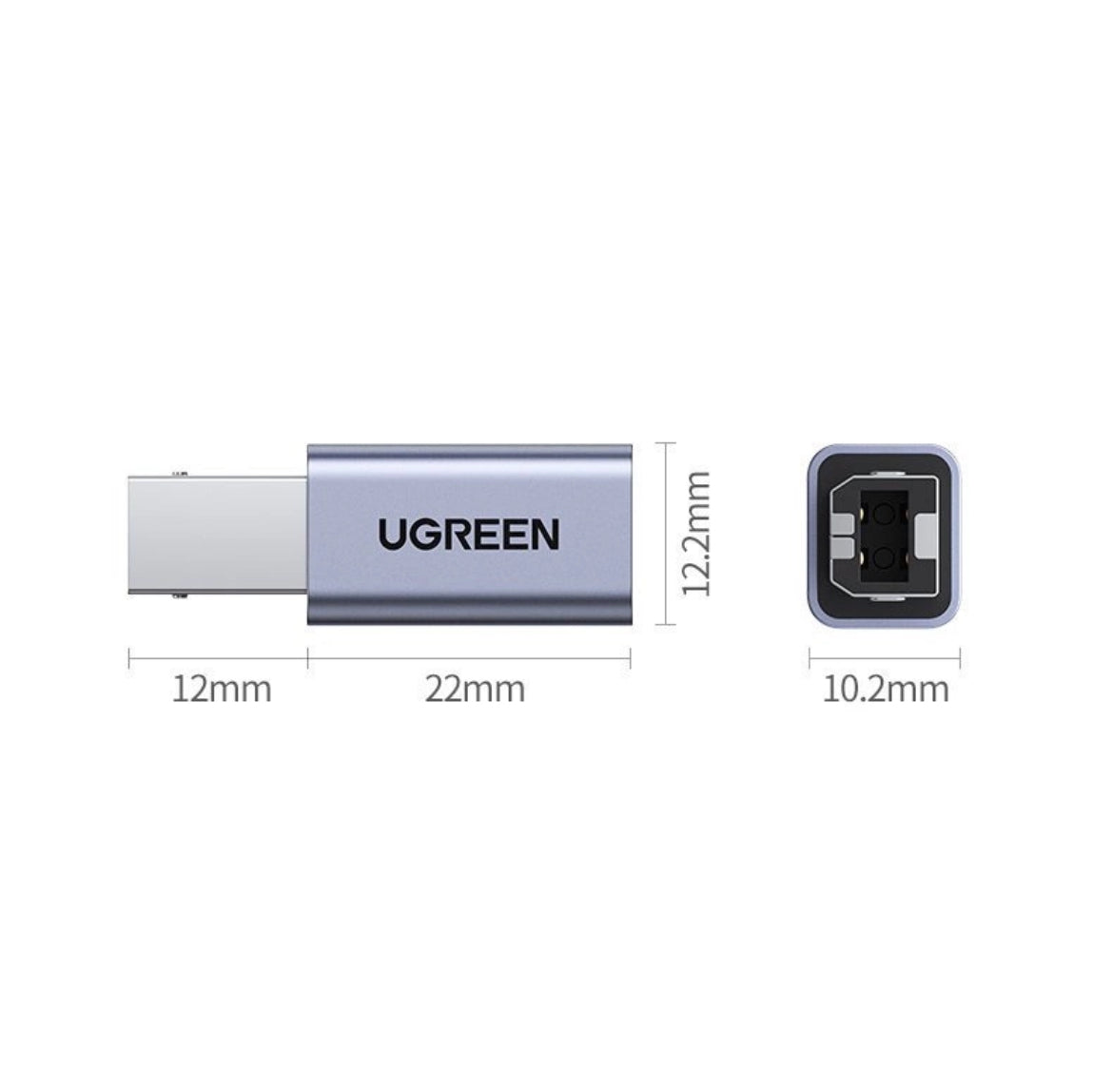 USB-C Naar USB-B Adapter - Printer Adapter - Grijs