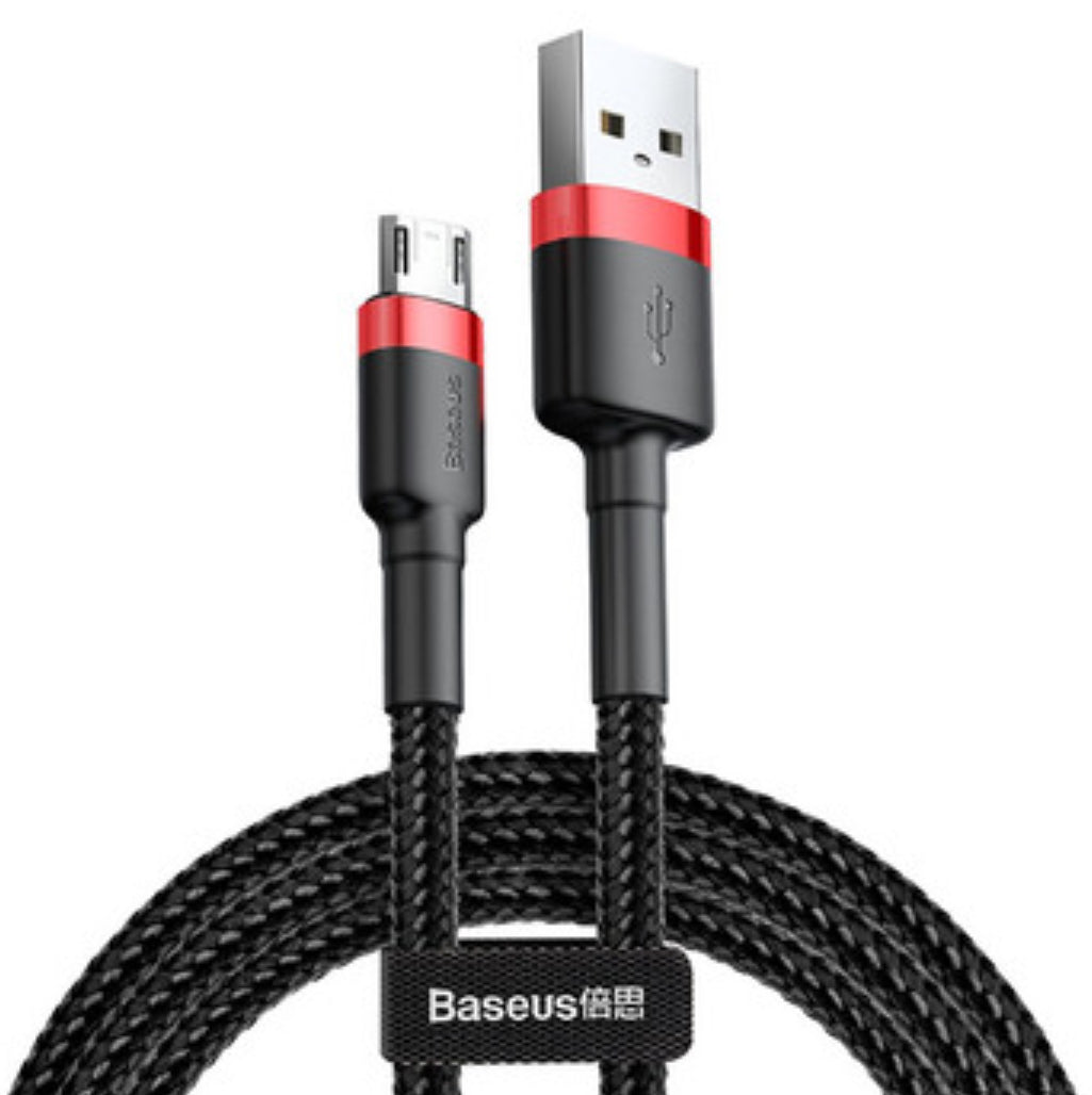 Universele USB A naar Micro USB kabel - 2 Meter - 1.5A - Zwart/Rood