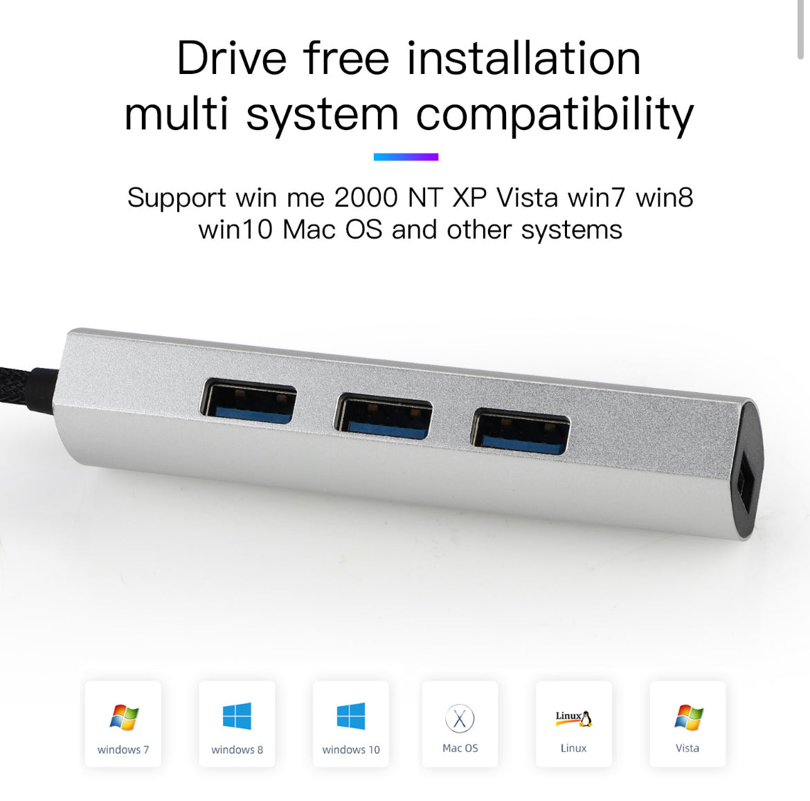 USB Splitter - USB Hub 3.0 - 4 Poorten - USB 3.0 aansluiting - Aluminium