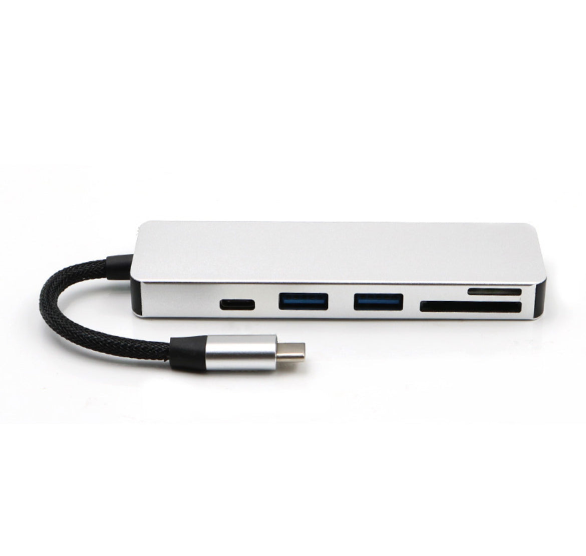 USB Splitter & SD Kaartlezer - USB Hub 3.0 - 2 Poorten - USB-C aansluiting - Aluminium