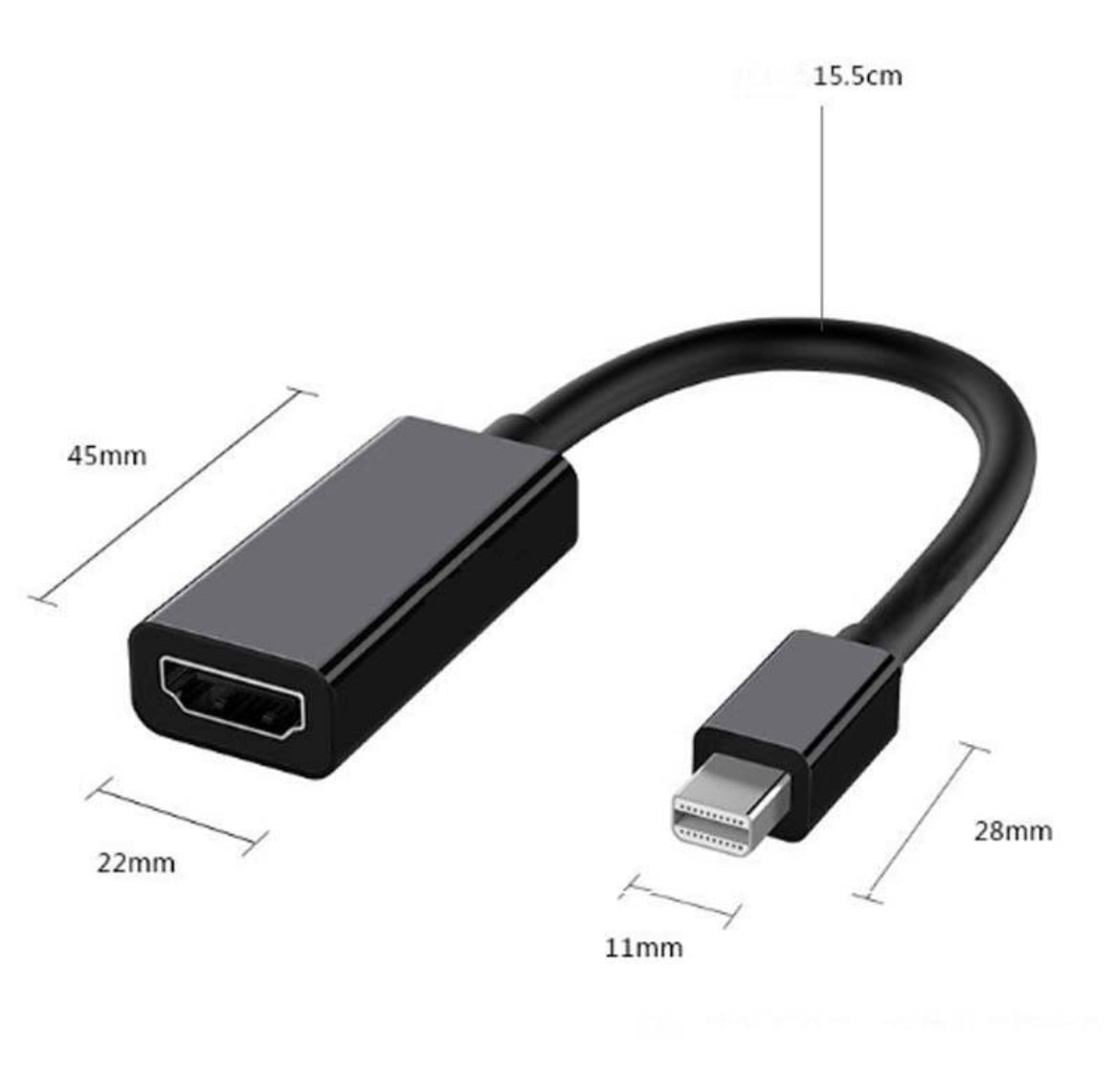 Mini displayport naar HDMI adapter -1080p - 25 cm - Zwart