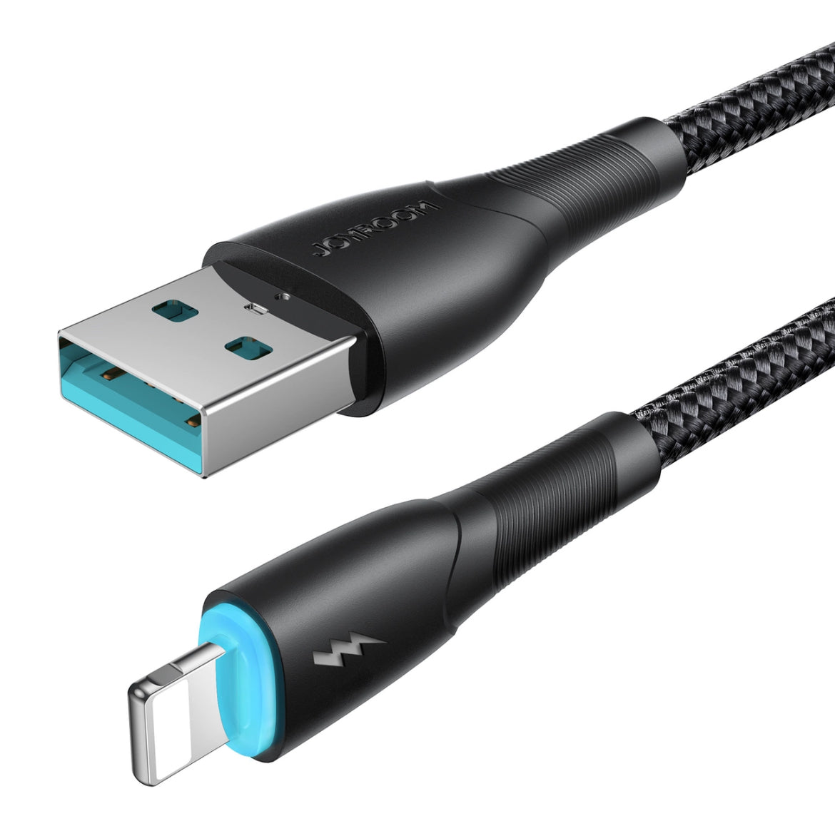 USB-A naar Lightning kabel - Nylon - 3A Snellader - 1 Meter - Zwart