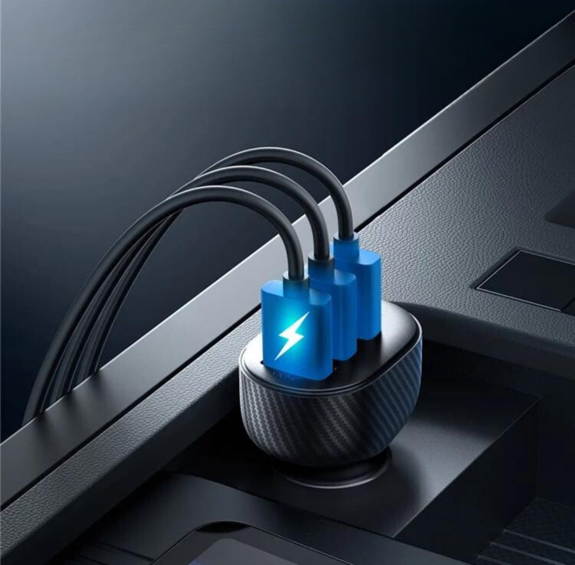 Autolader - Snellader - 3x USB poort - 5V / 3.4A - Zwart
