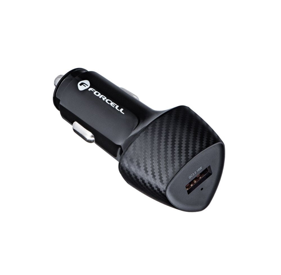 Luxe Carbon Autolader - 1x USB Poort - Zwart