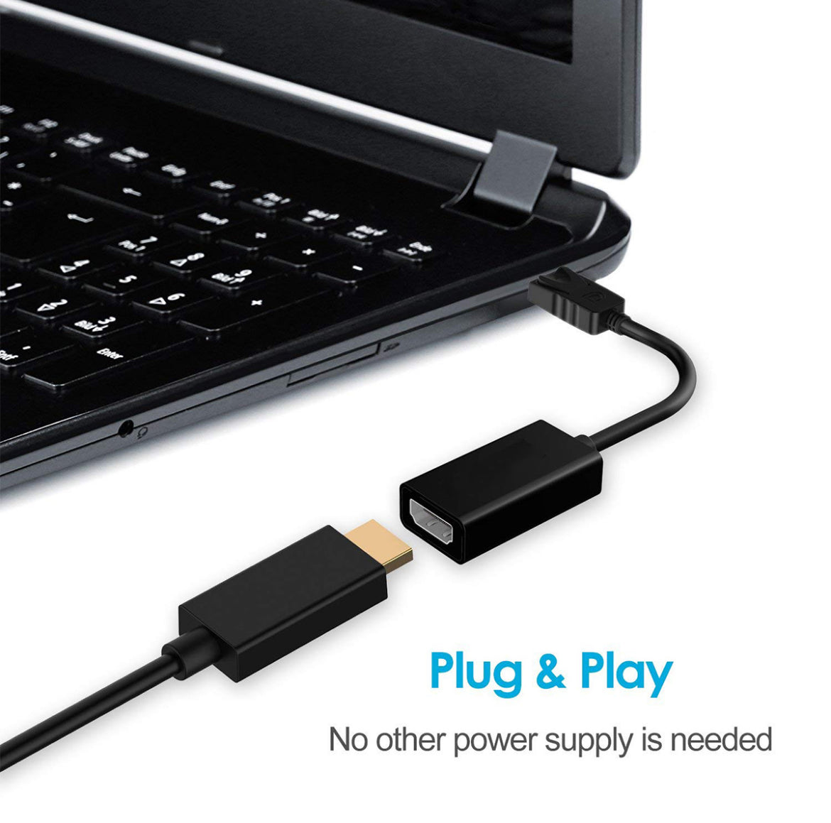 Displayport (male) naar HDMI (female) kabel - 24 cm - Zwart