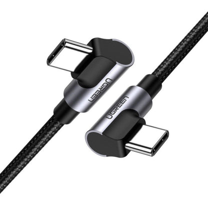USB-C naar USB-C - 1.0 Meter - Haakse Kabel - 90 Graden - Oplader - Grijs