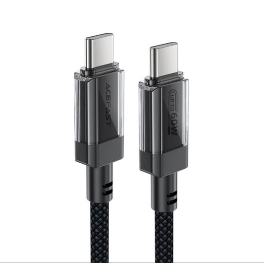 USB-C naar USB-C kabel - Oplaadkabel - 1.2 Meter - 480 Mbps - 60W - Nylon - Zwart