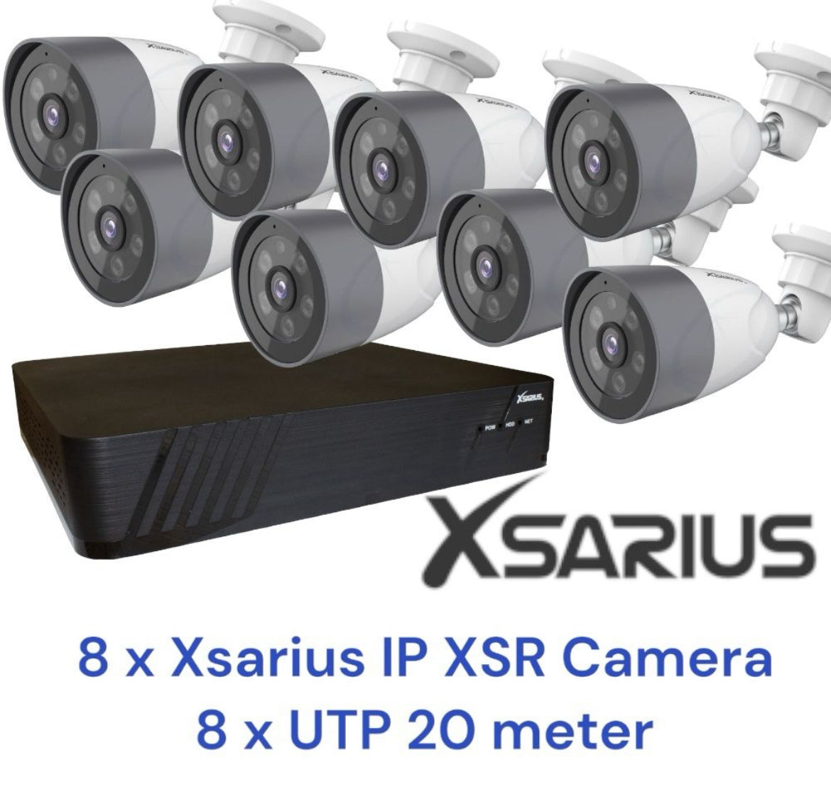 Xsarius XSR-8 Beveiligingscamera Set 8 POE Smart AI IP camera - 4MP Full HD 1080p