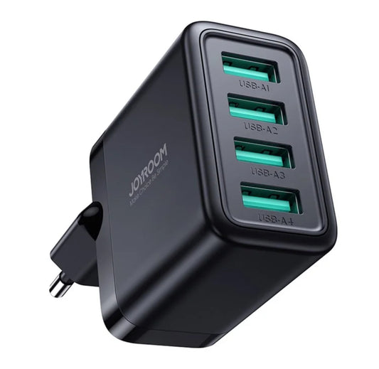 Oplader USB - 4 Poorten USB-A - Snellader 24W - Zwart
