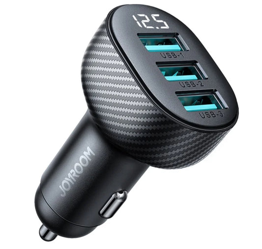 Autolader - Snellader - 3x USB poort - 5V / 3.4A - Zwart