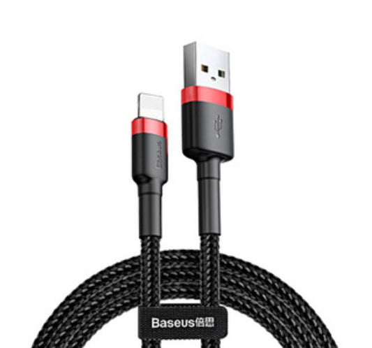 USB A naar Lightning kabel - 2.5A - Zwart/Rood