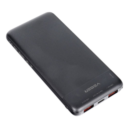 Powerbank 10000 mAH - 2x USB / 1x USB-C / 1x Micro USB - Snellader - 20W - Zwart