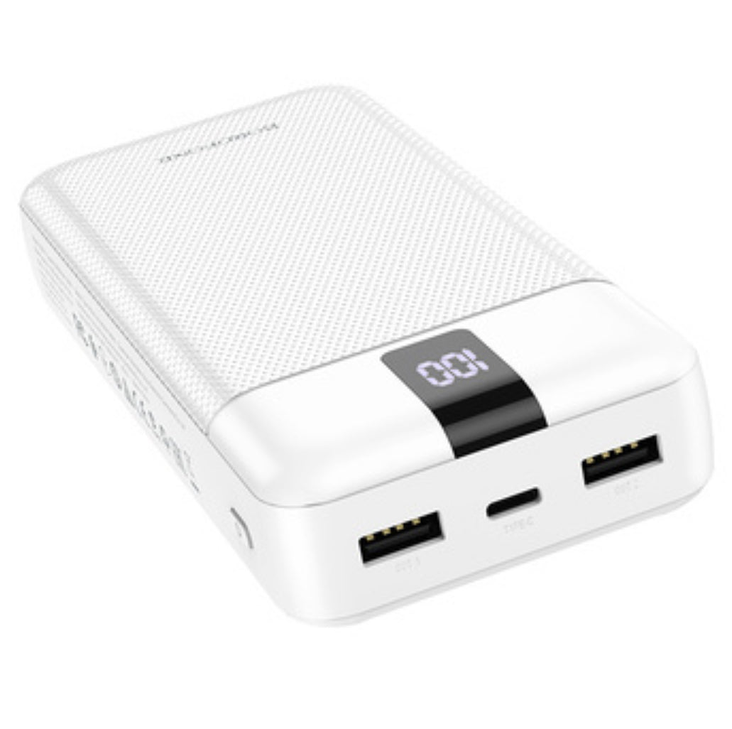 Powerbank 20000 mAH - 2x USB - Met 3 (Micro USB, Type C, Lightning) kabels - Met LED Display - Wit
