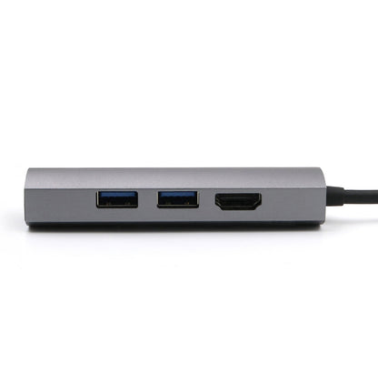 USB-C naar USB Splitter & HDMI Adapter USB Hub 3.0 - 4 Poorten - 4K- USB-C aansluiting - Aluminium - Zilver
