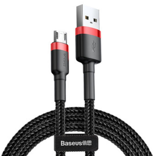 Universele USB A naar Micro USB kabel - 2 Meter - 1.5A - Zwart/Rood
