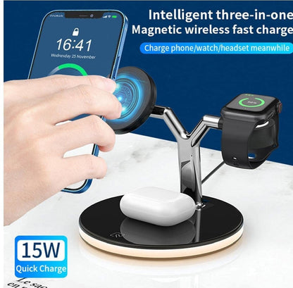 Draadloze snellader voor MagSafe -15W - 3 in 1 oplaadstation - Multifunctioneel docking station - Wit