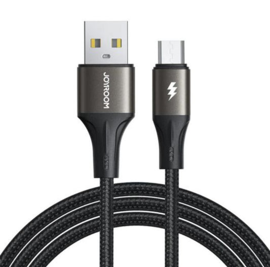USB-A naar Micro USB kabel - Nylon - 3A Snellader - 1,2 Meter - Zwart