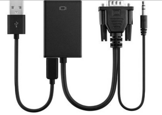 VGA naar HDMI Adapter met extra voeding - 25 cm - 1080p Full HD - Zwart