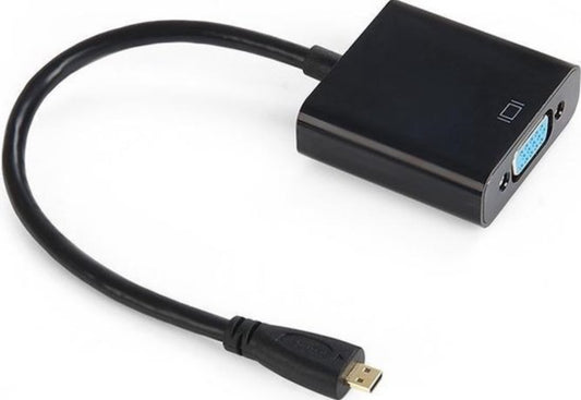 Micro HDMI naar VGA Adapter Kabel met Audioaansluiting - 25 cm - 1080p Full HD - Zwart