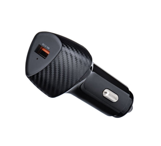 Luxe Carbon Autolader - 1x USB Poort - Zwart