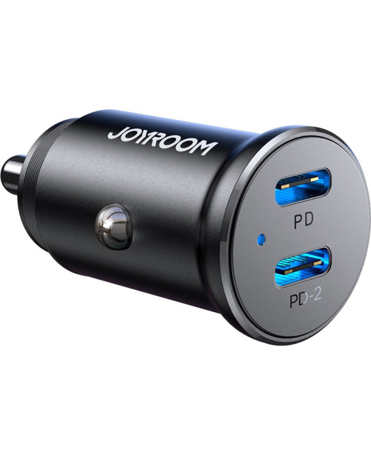 Autolader USB-C en USB-C - Dubbele Snellader - Sigarettenaansteker - 30W - Zwart